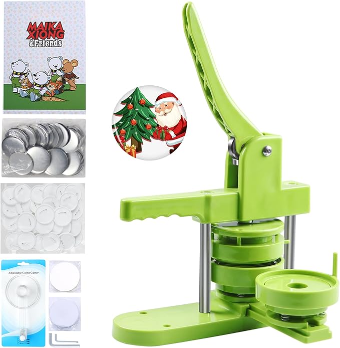 MK.Bear 75mm DIY Button Maker Machine with 100 Supplies