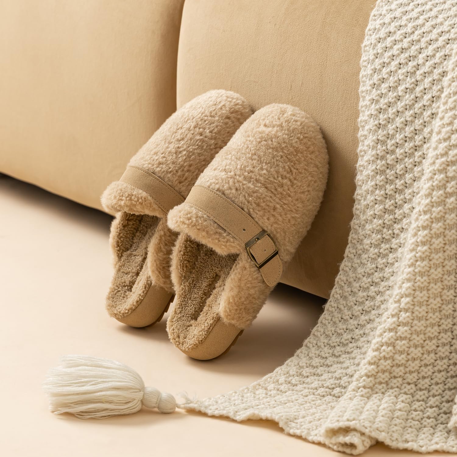 Felokont Women's Winter Plush Non-Slip House Slippers – Warm Cozy Comfort