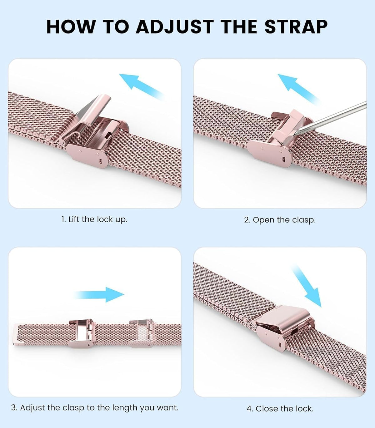 Astorgos Milanese Watch Band for Xiaomi Mi Band 9 8 Pink