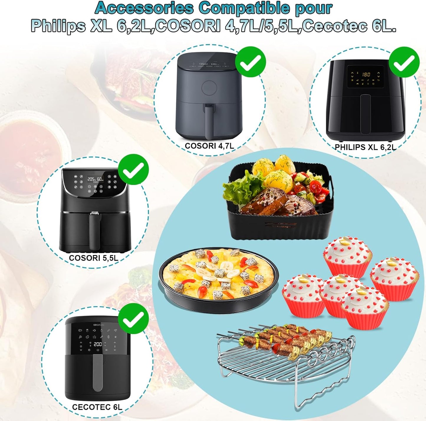 Moleath 21cm Silicone Air Fryer Accessory Set 4pcs
