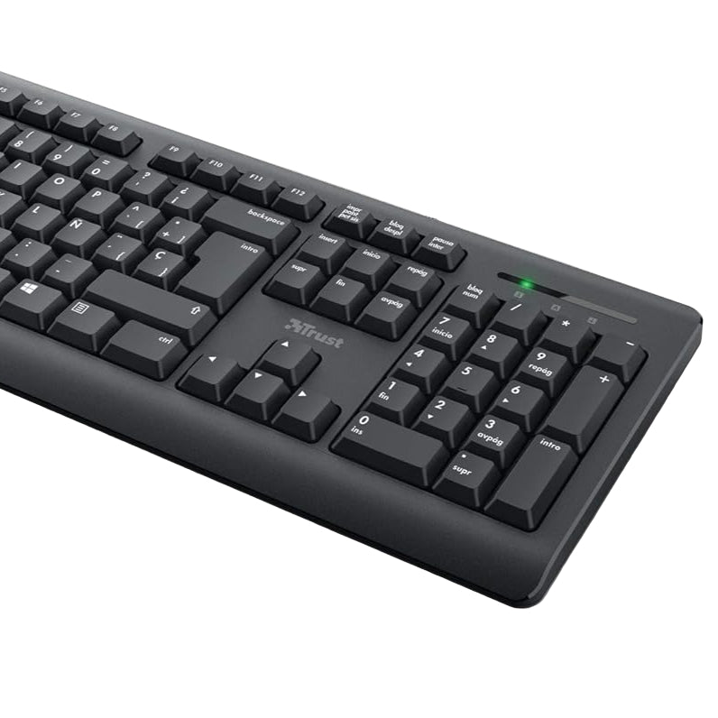 Trust Taro Silent Spanish QWERTY Full-Size Keyboard with Spill-Resistant Design