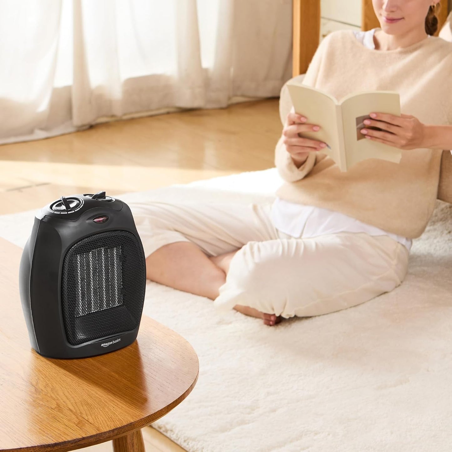 Amazon Basics Ceramic Space Heater 1800W Adjustable Thermostat Black DQ075 UK