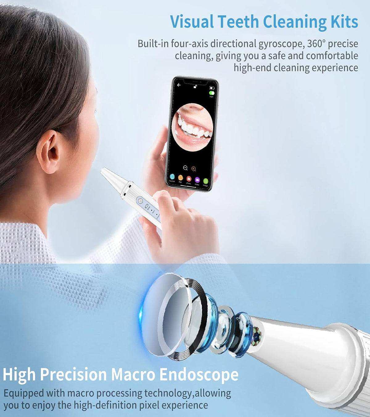 Pcakic KSJ-W Wireless Visual Plaque Remover for Teeth
