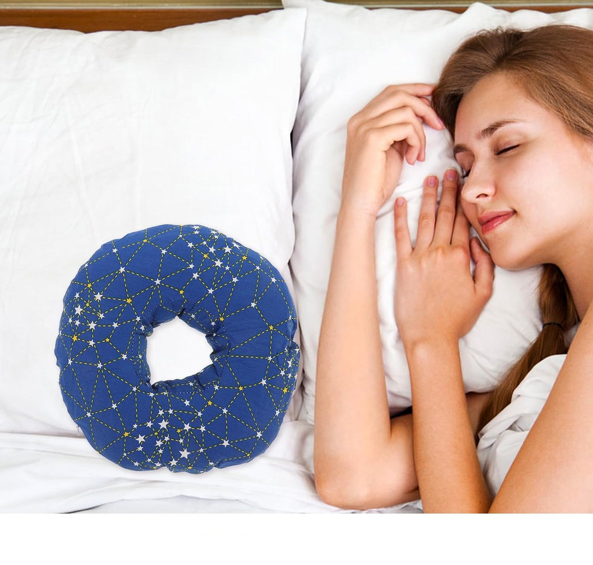 EXCEART Cotton Donut Ear Hole Pillow Blue