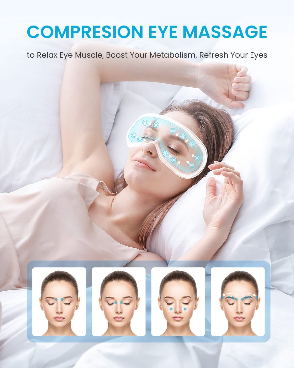 Renpho Eyeris 1 Eye Massager Metalle Blue Heat Bluetooth