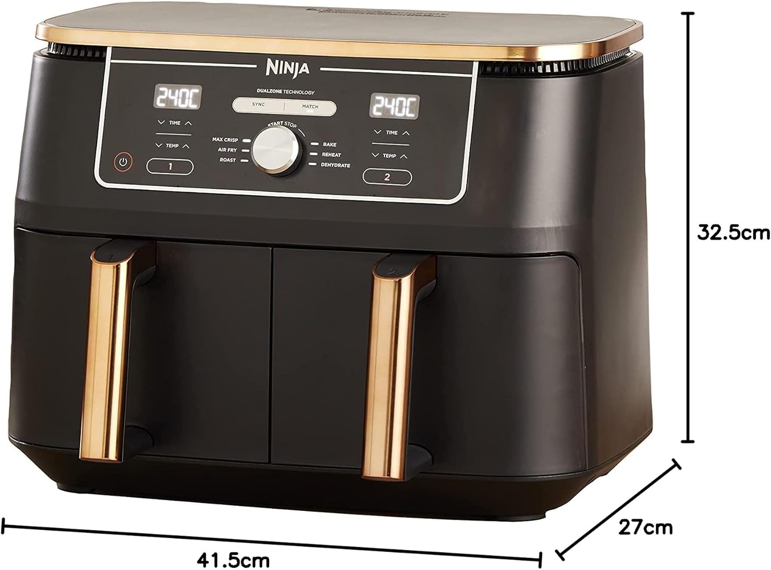 Ninja Foodi MAX Dual Zone Air Fryer 9.5L Copper/Black