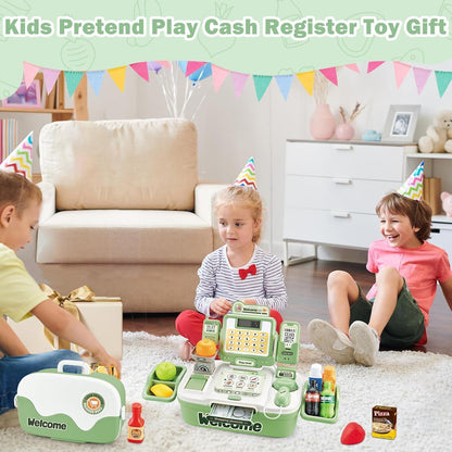 AquaFalcon Kids Pretend Cash Register Playset with Scanner and Money