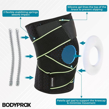 Bodyprox Knee Brace with Stabilizers and Gel Patella Pads