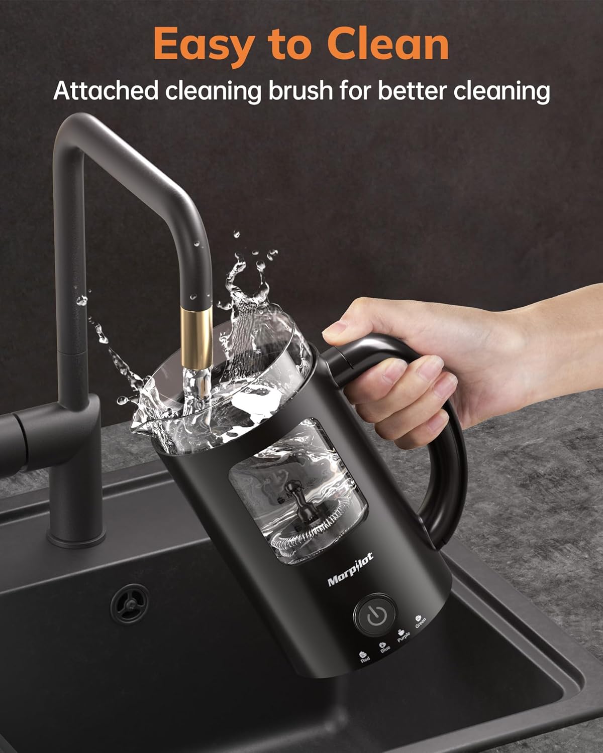 Morpilot 4-in-1 Electric Milk Frother 600 ml Black Glass