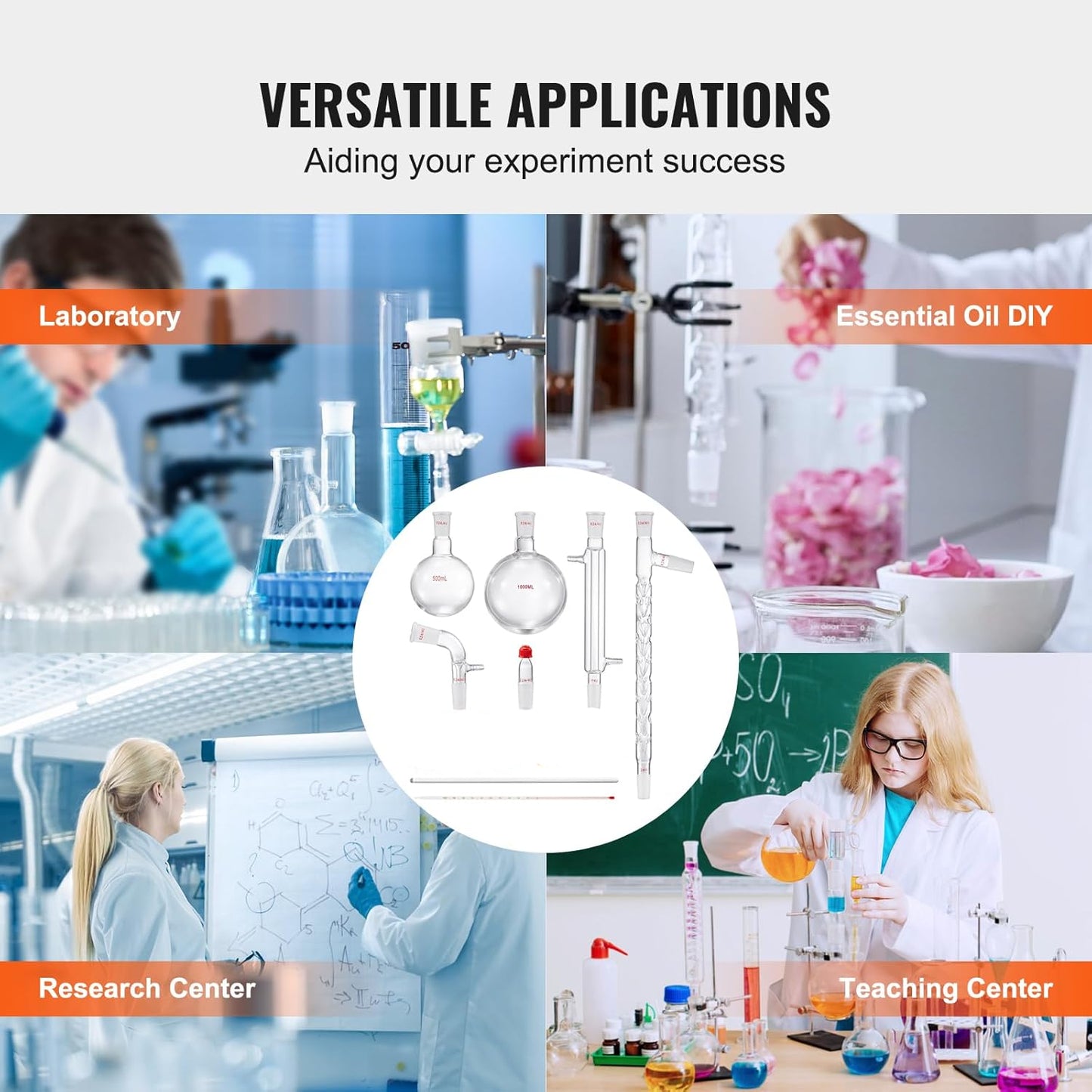 VEVOR 13-Piece 24/40 Glass Distillation Kit with 1000ml Bottle