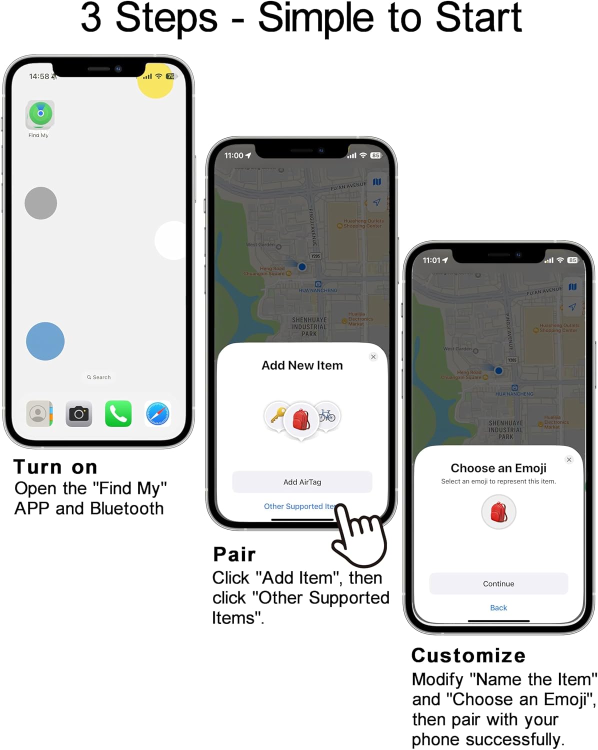 QING CAOQING Air Tracker Tag 2-Pack Locate App iOS Only Keyring Included