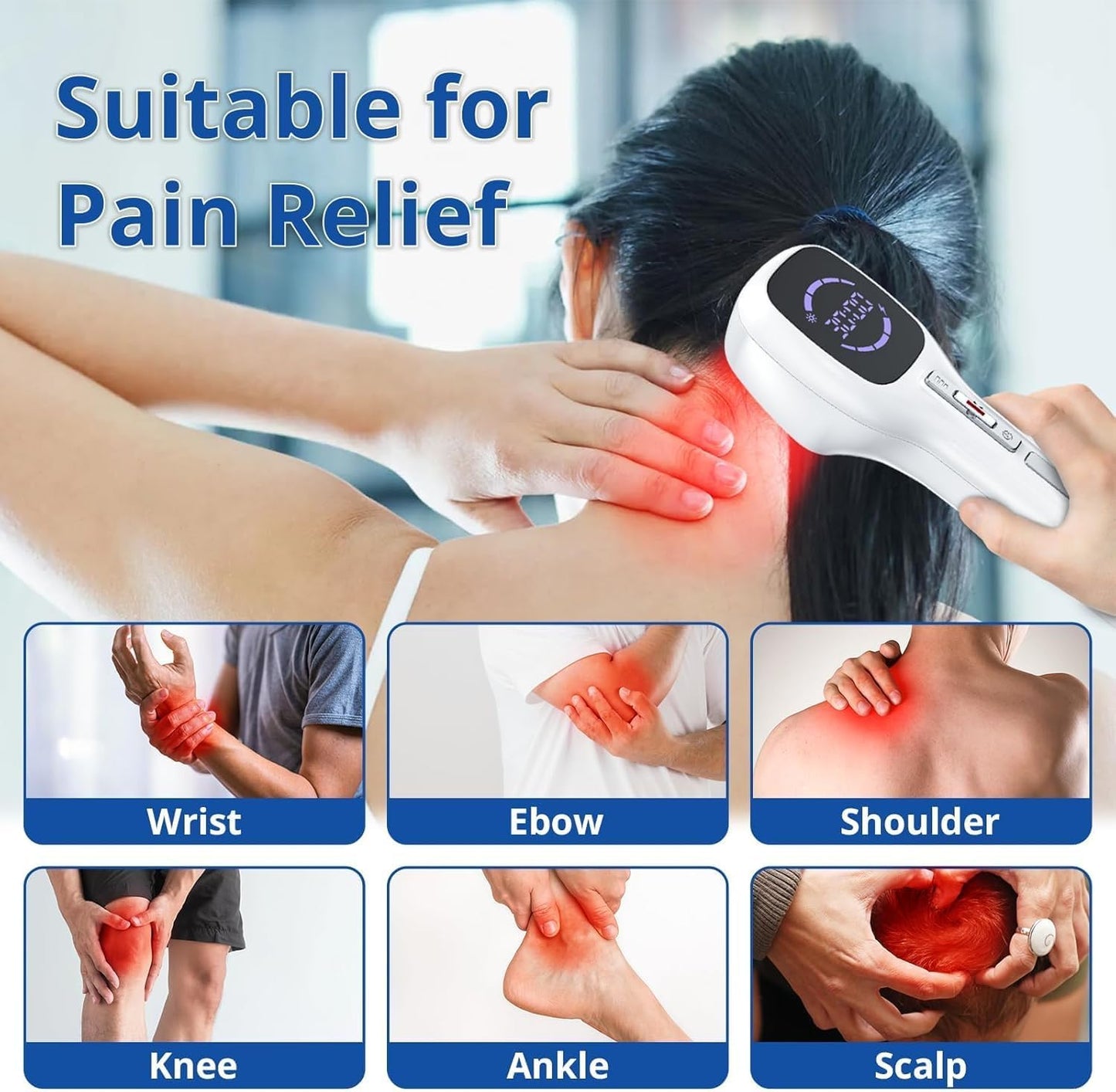 Zelvory Handheld Cold Laser Red Light Therapy Device 808nm 650nm for Humans Dogs Pain Relief