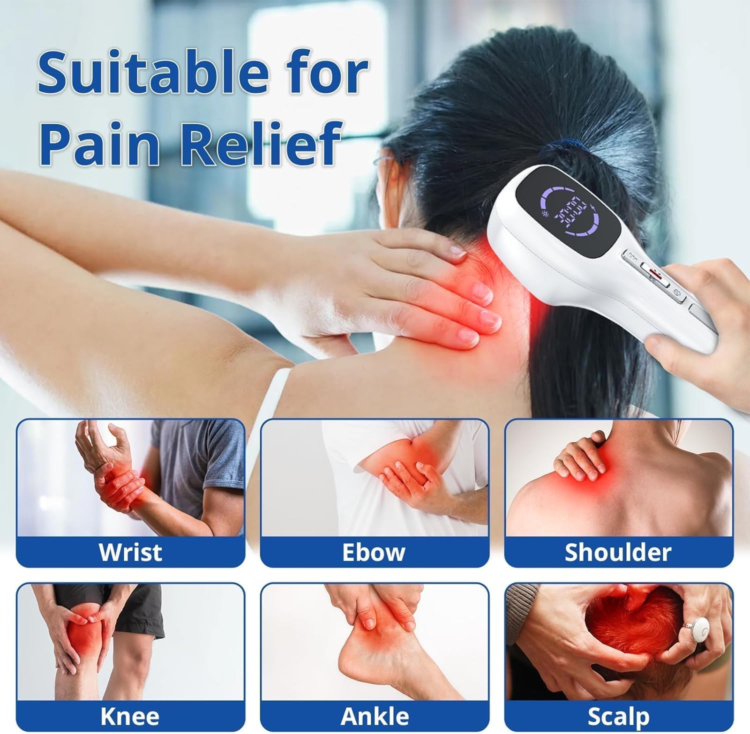 Zelvory Handheld Cold Laser Red Light Therapy Device 808nm 650nm for Humans Dogs Pain Relief