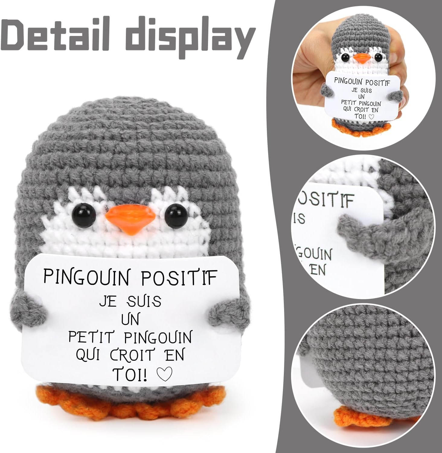 Positive Penguin Plush Toy with Inspirational Card and Storage Pouch