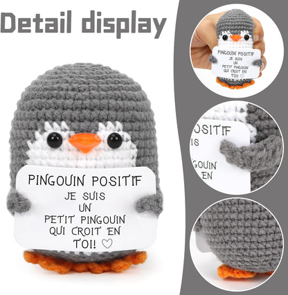 Positive Penguin Plush Toy with Inspirational Card and Storage Pouch