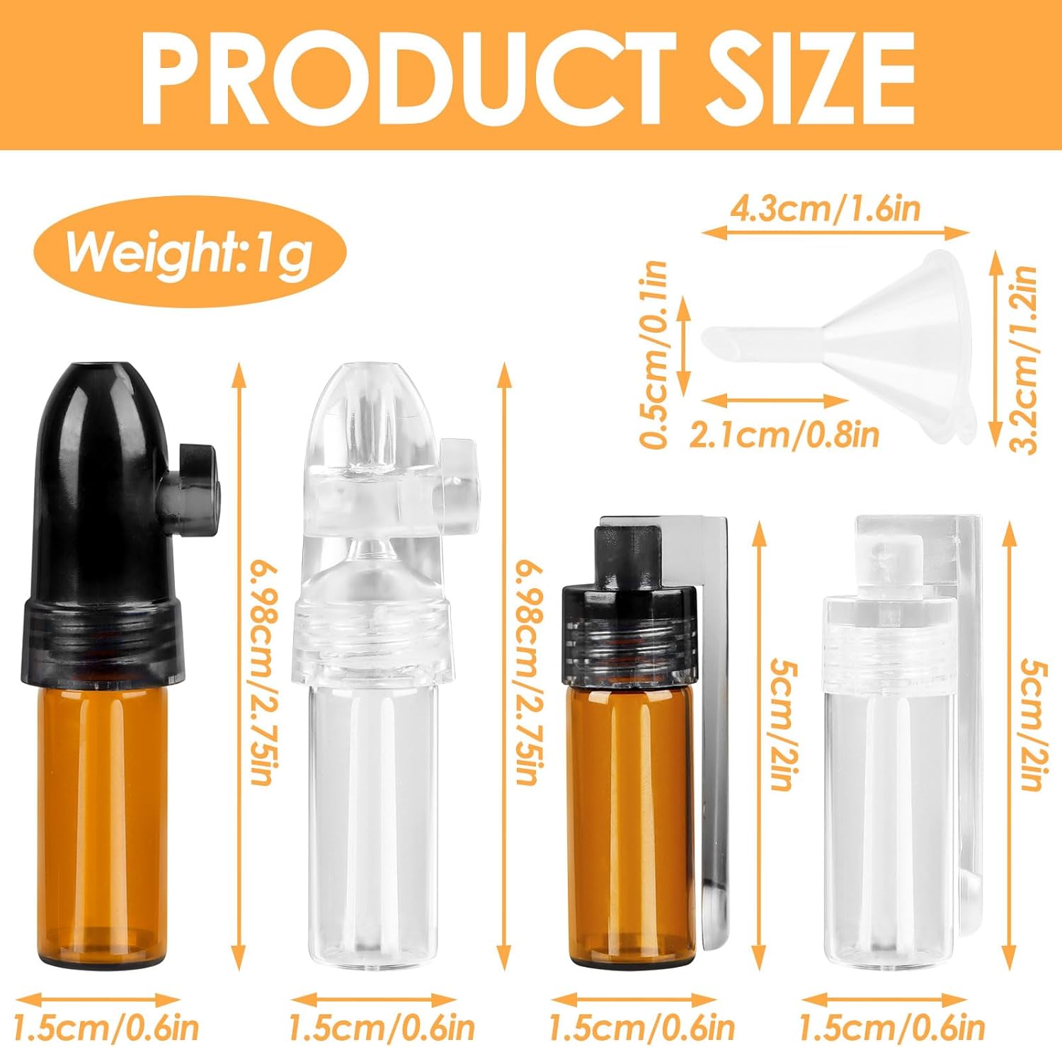 Portable Mini Powder Dosing Bottles with Funnel and Spoon, 4-Pack Spice Tool Kit