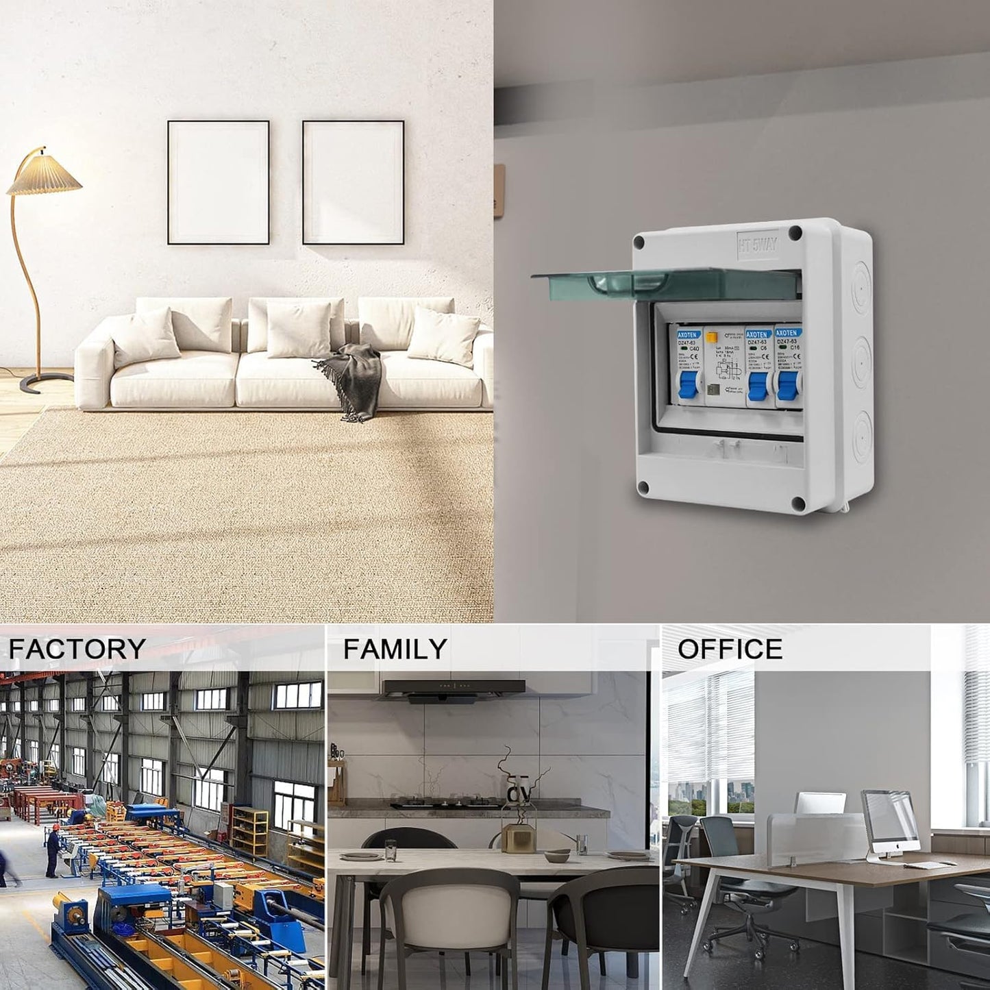 AXOTEN IP65 Surface Mount Fuse Box, 5 Modules, 40A