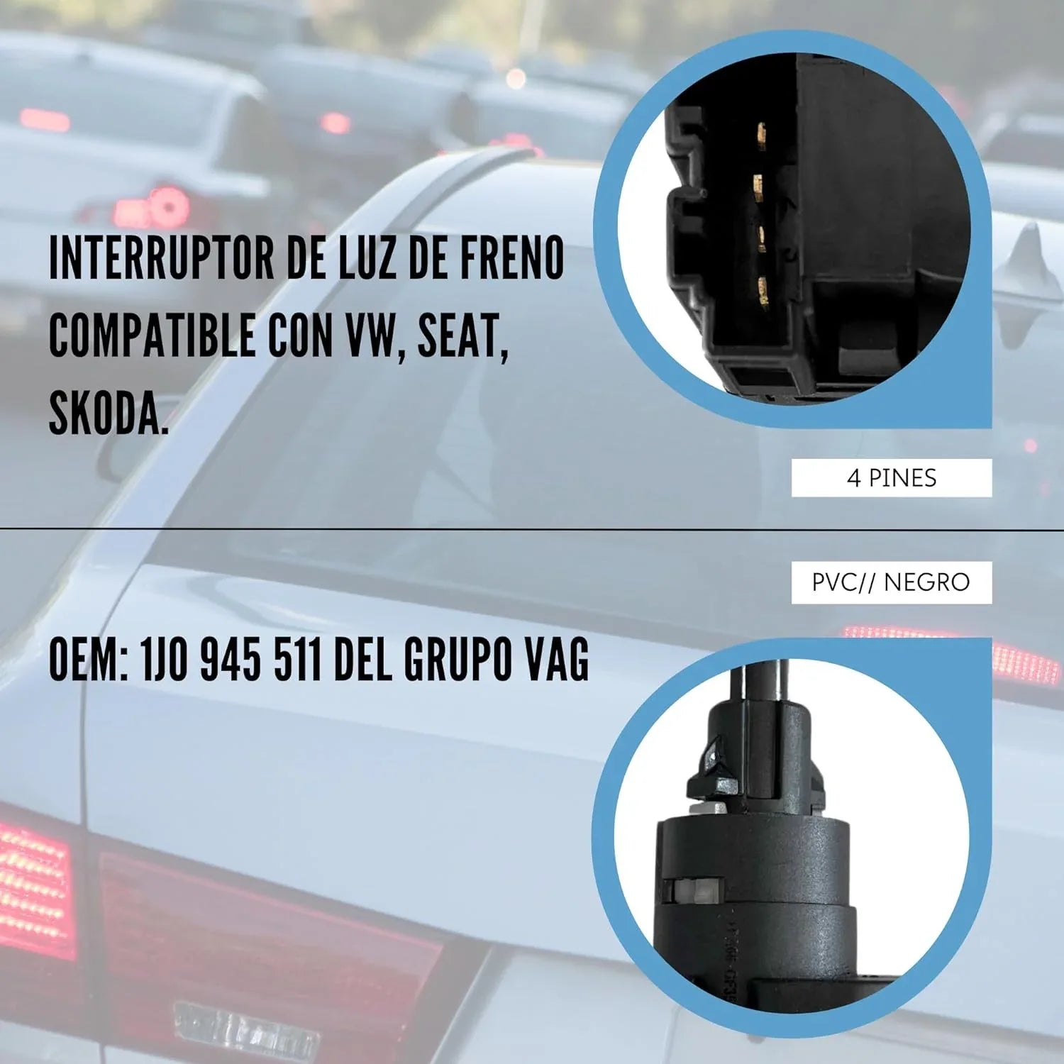 AUTOZOCO 4-Pin Brake Light Switch for VW, Seat, Skoda - Gomix Brands Outlet
