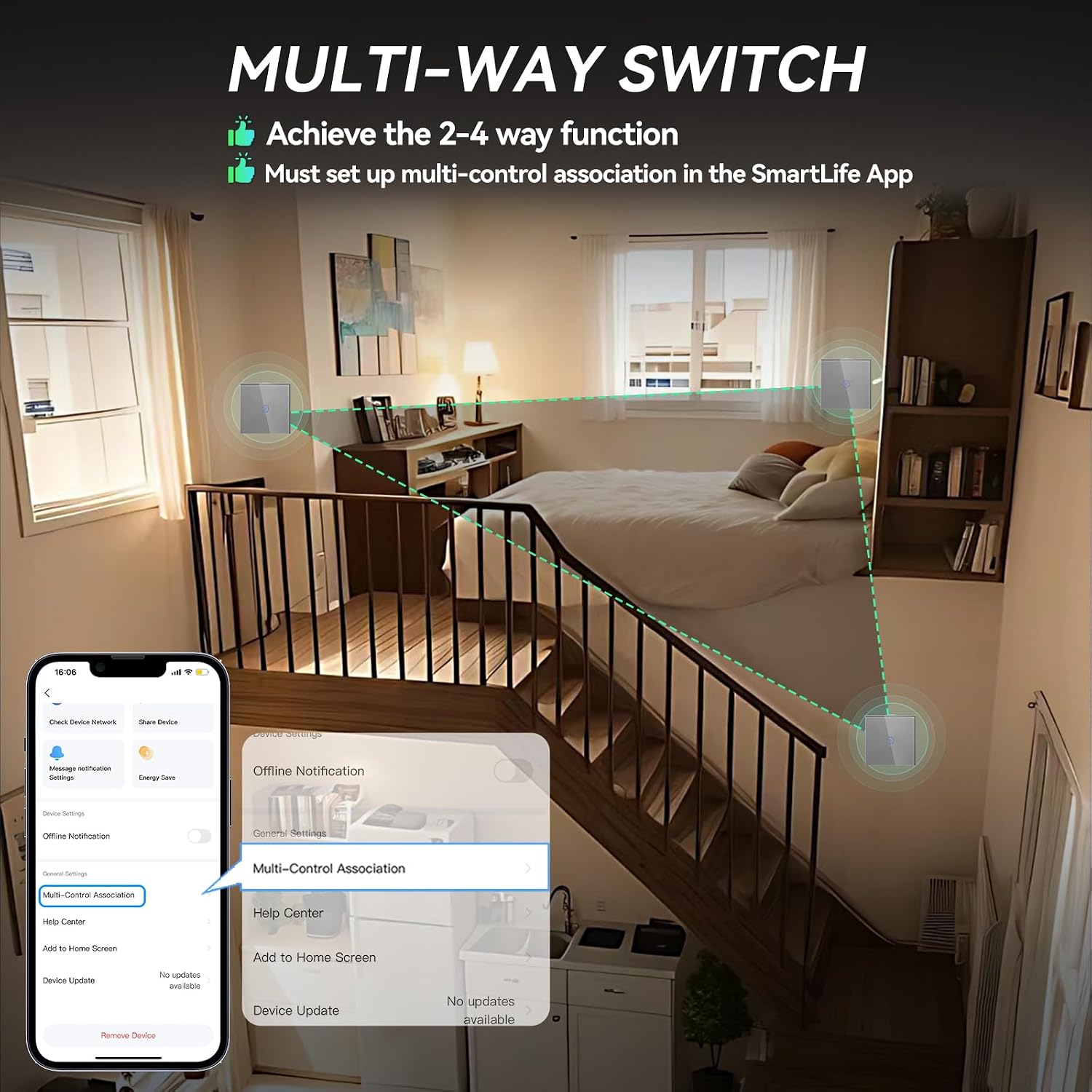 BSEED Smart Light Switch 1 Gang 1 Way Wi-Fi Touch Compatible with Alexa Google Home Grey