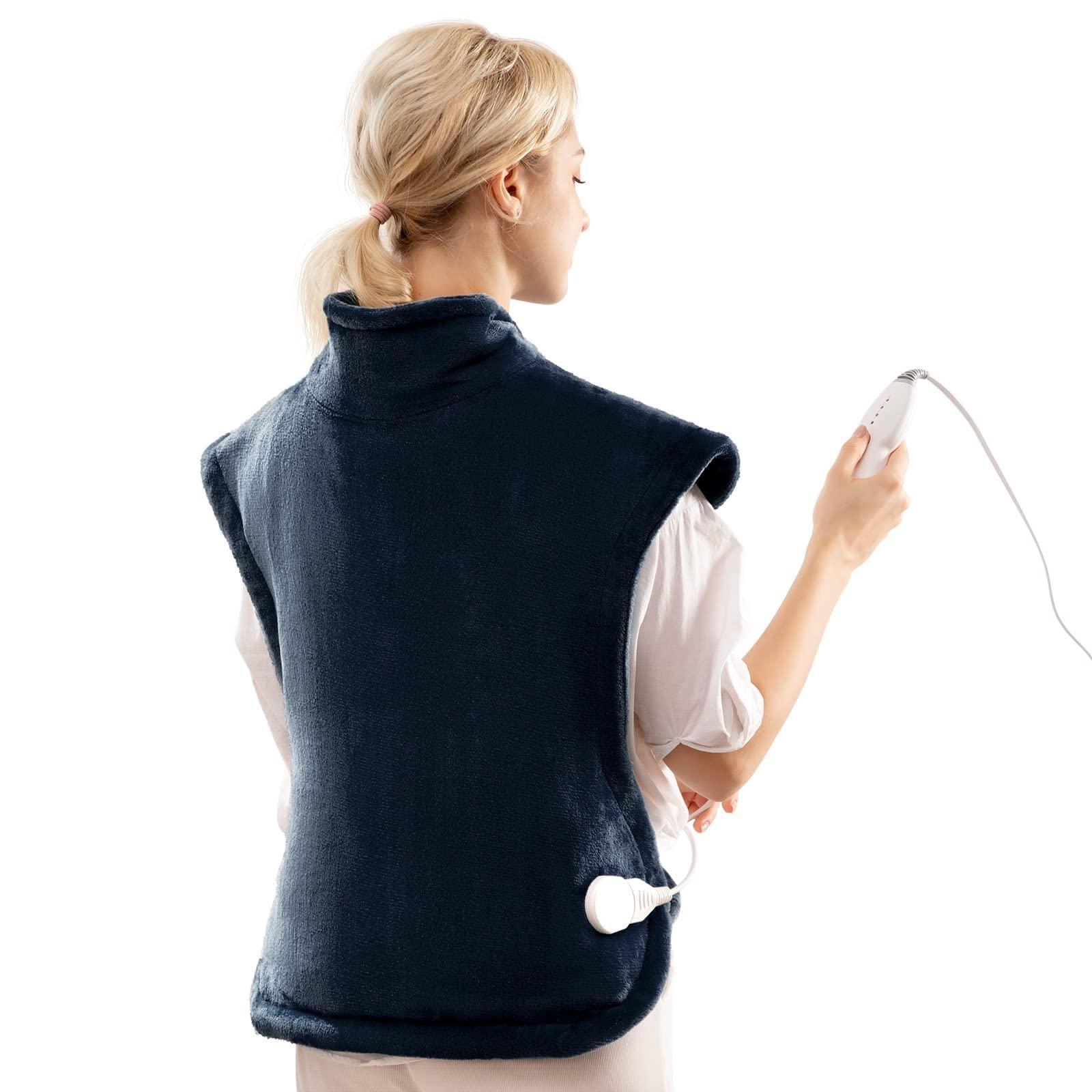 CHRUN Heating Pad for Back and Shoulder Pain Relief 4 Heat Settings 61 x 86 cm 2-Hour Auto Shut-Off Machine Washable Blue