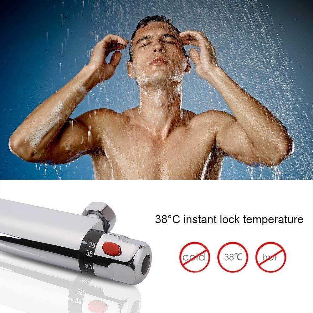 Uten Chrome Thermostatic Shower Mixer Bar Tap – Anti‑Scald Constant Temperature