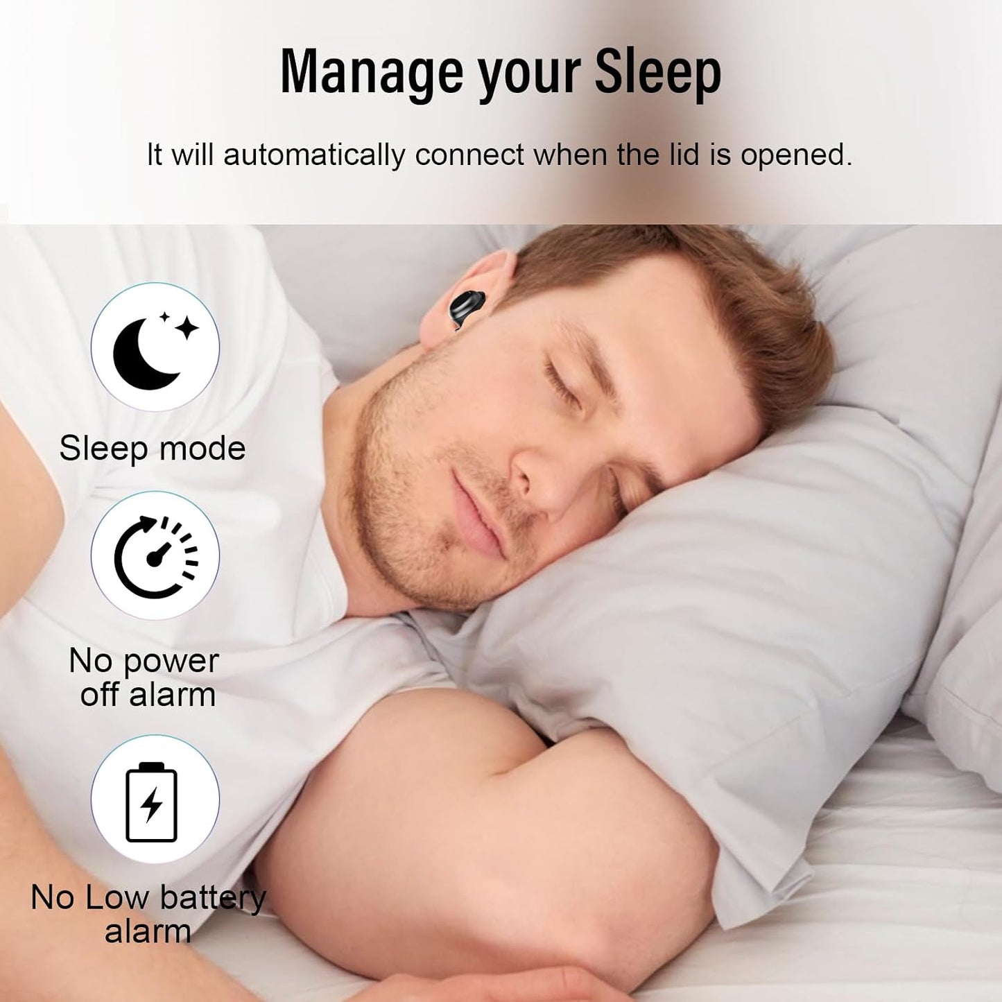 DUSONLAP SU8 Bluetooth 5.4 Wireless Earbuds 47H Playtime Noise Cancelling LED Display Touch Control IPX7 Waterproof USB-C Black