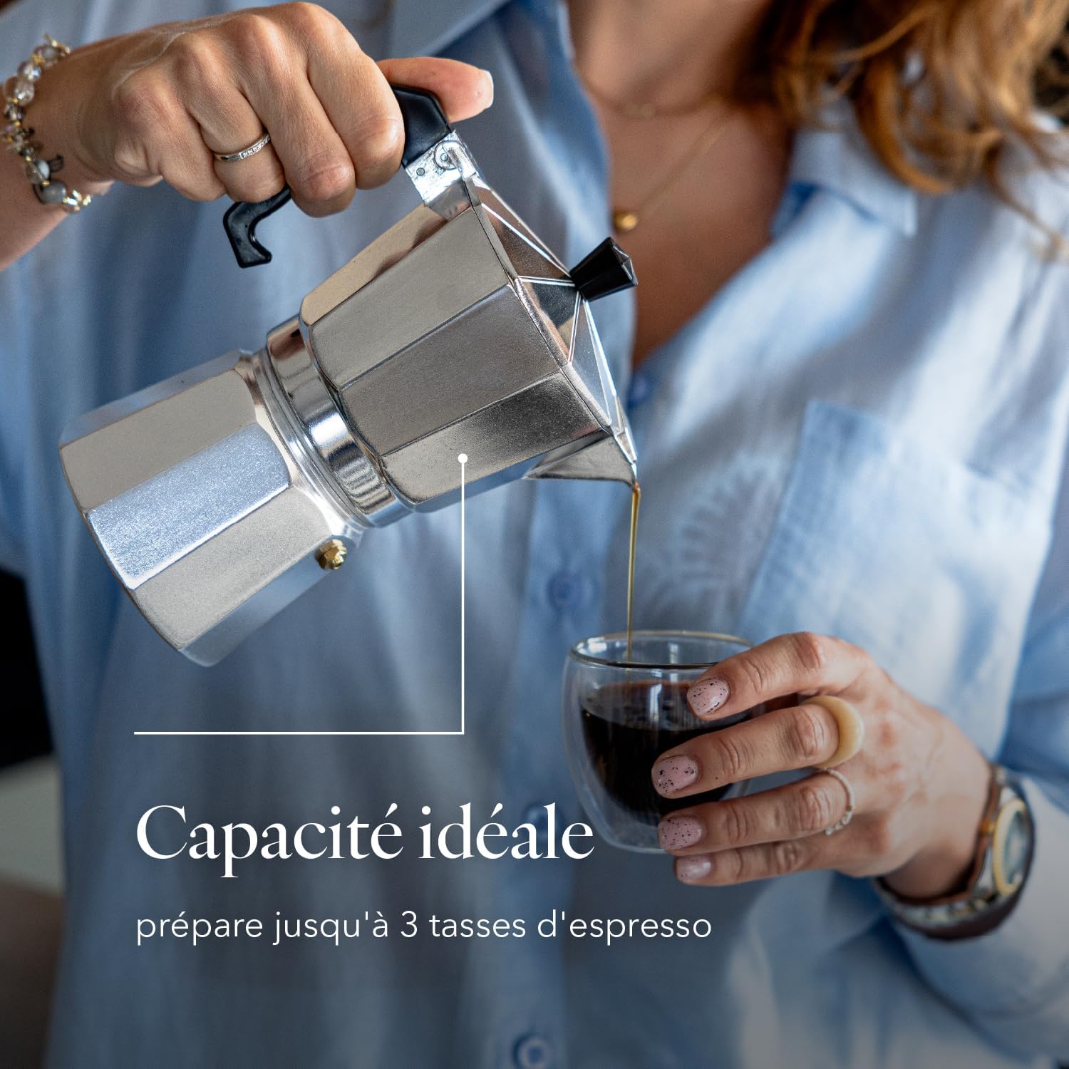 Florina Grande Italian Coffee Maker 135ml Silver