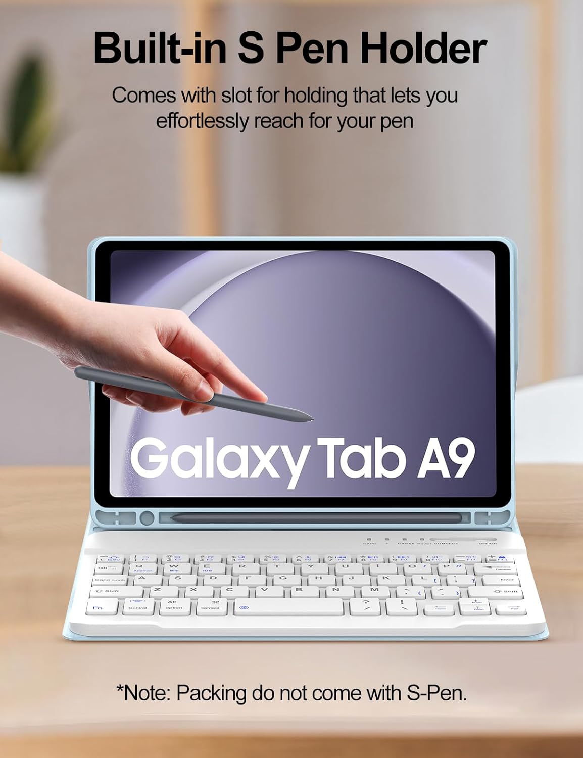 Blue Detachable Bluetooth Keyboard Case for Samsung Galaxy Tab A9