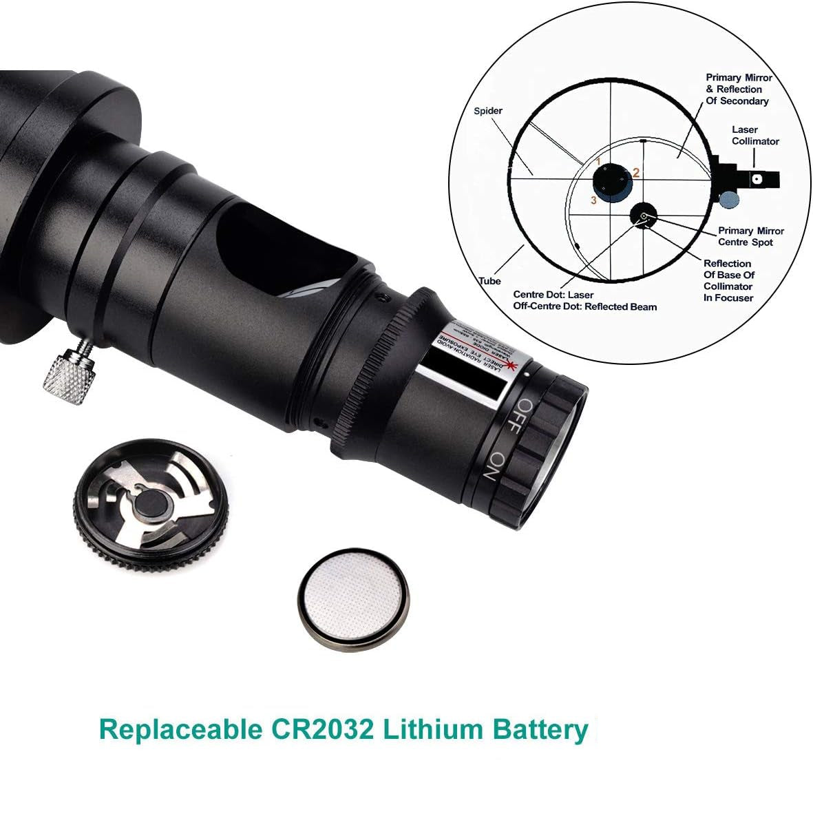 SVBONY SV121 Red Laser Collimator Adjustable 1.25 inch Collimation Eyepiece with 2 inch Adapter for Newtonian Dobsonian Reflector Telescope