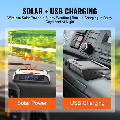 VEVOR 6-Sensor RV Tire Pressure Monitoring System with Solar Power