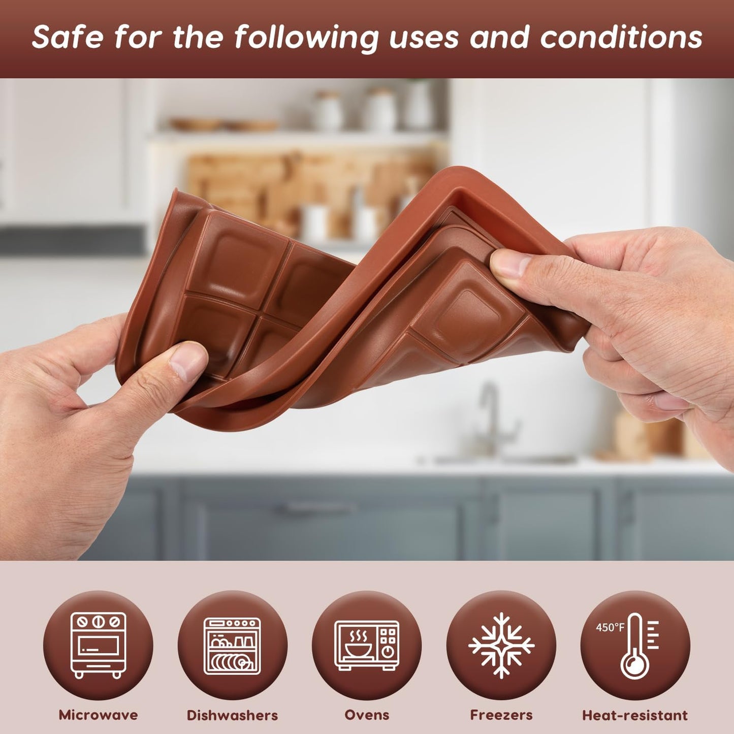 Zouwel 2-Piece Deep Silicone Chocolate Mold 200ml Brown