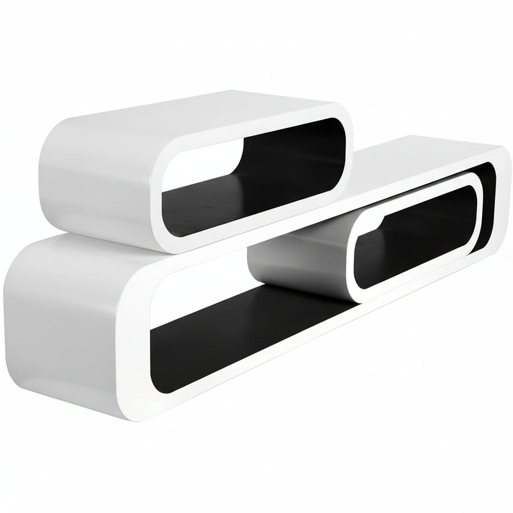 WOLTU Wall Shelf Set of 3 Oval Bookcase Cubes