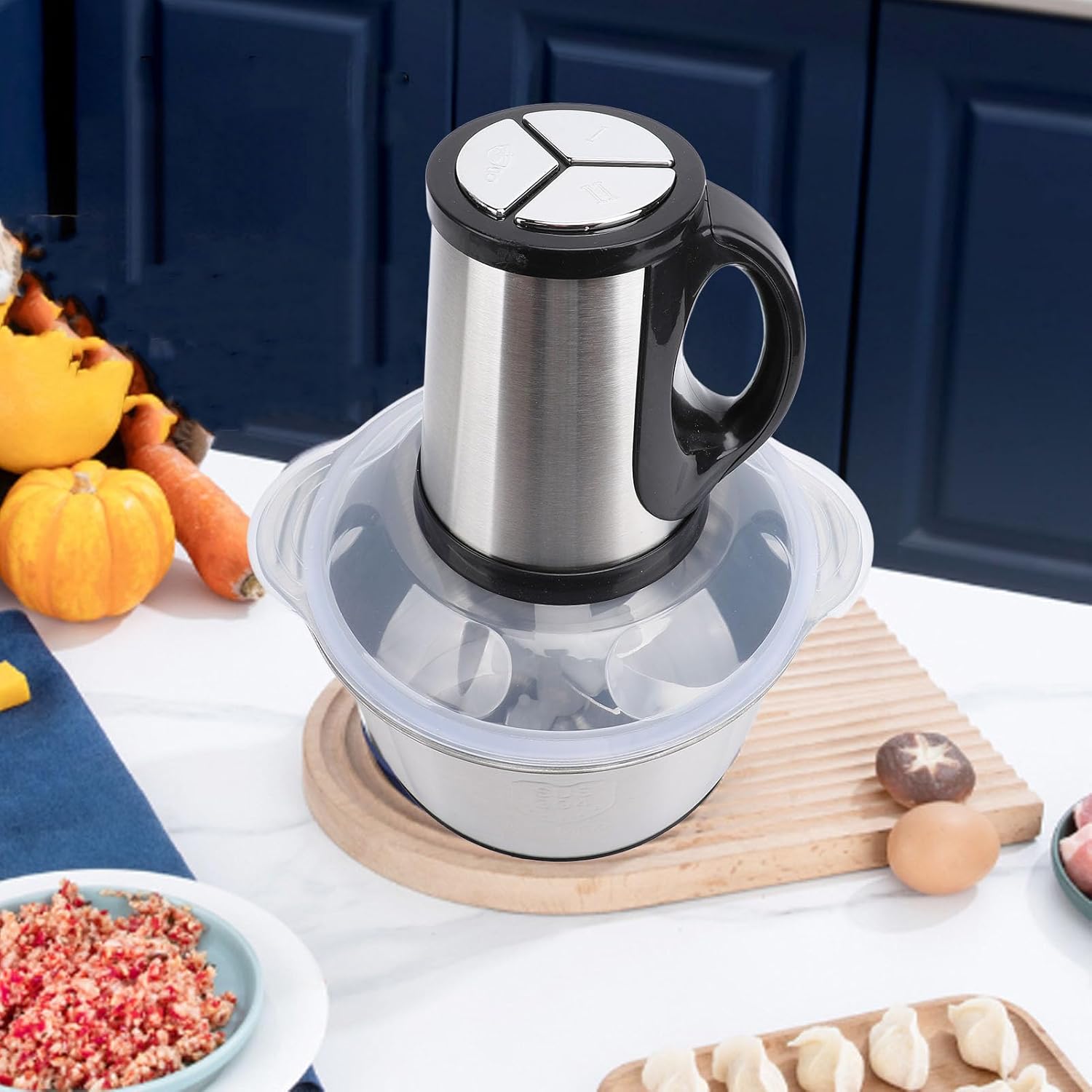 5L Stainless Steel Food Processor with 500W Copper Motor