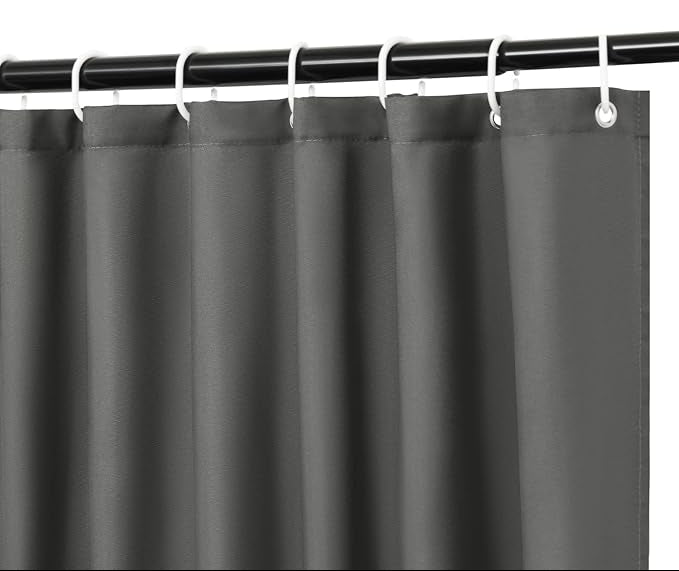 WOLTU Grey Polyester Shower Curtain with Weighted Hem - 120x180 cm