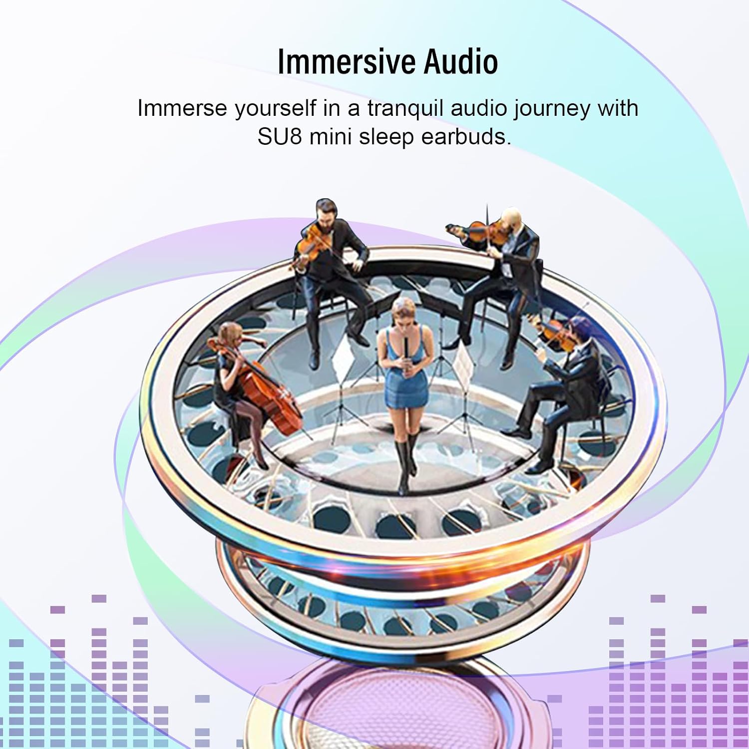 DUSONLAP SU8 Bluetooth 5.4 Wireless Earbuds 47H Playtime Noise Cancelling LED Display Touch Control IPX7 Waterproof USB-C Black