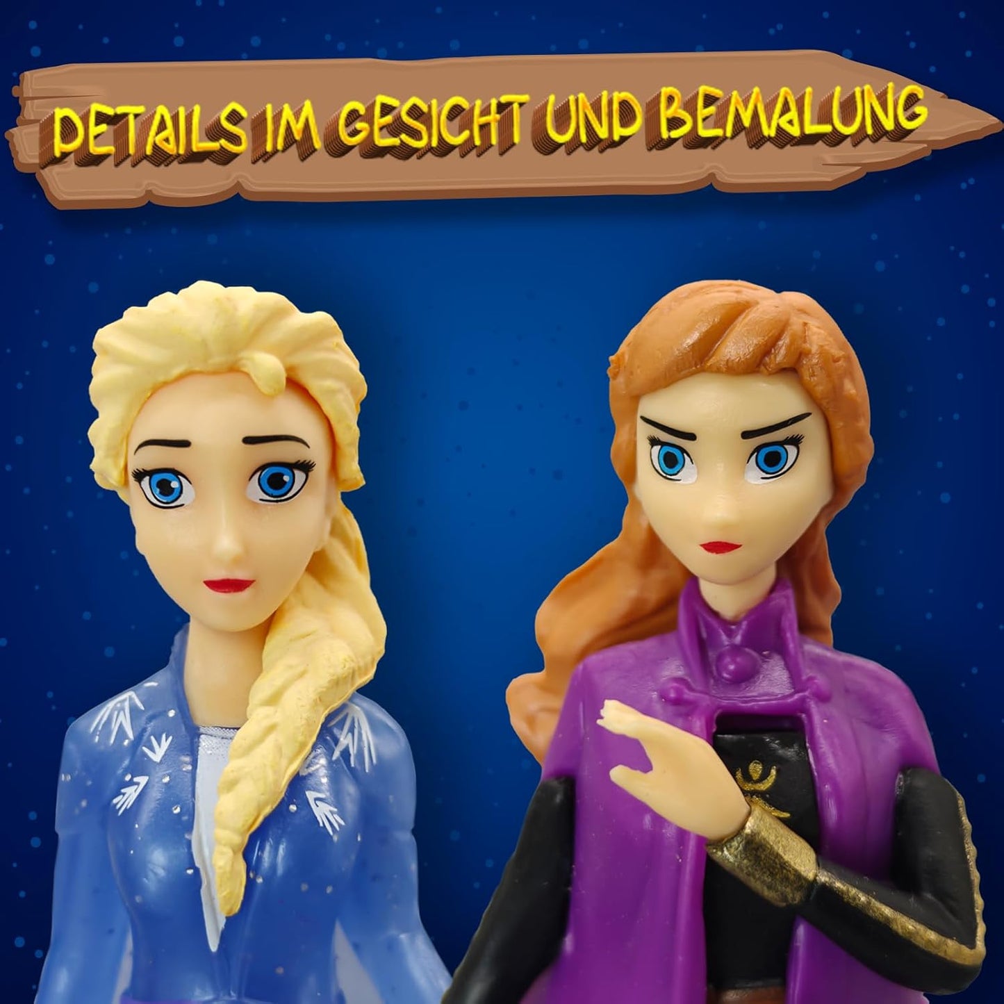 Frozen Elsa & Anna Cake Decoration Figures Set with Snowflake Stands