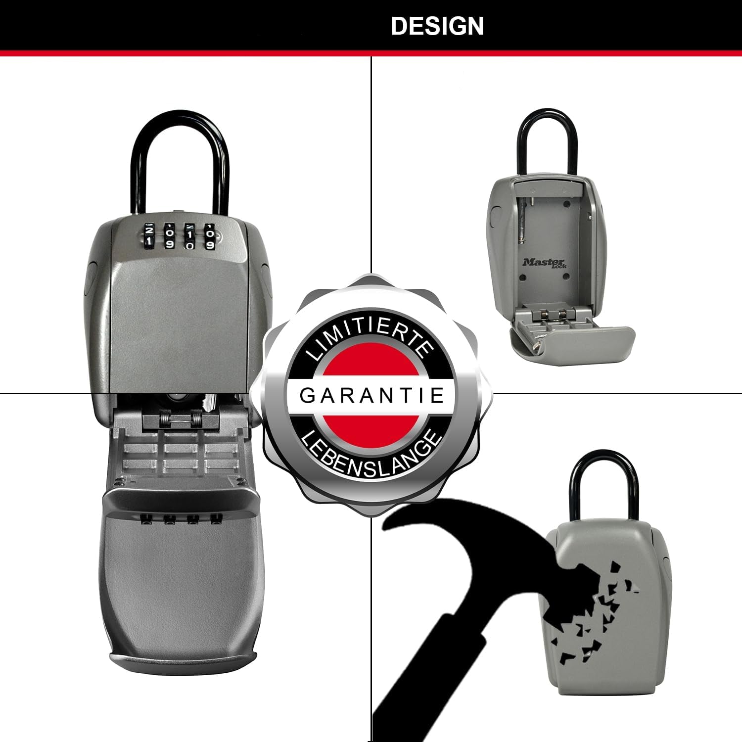 Master Lock Push Button Key Safe with Bracket Holder for Secure Key Storage