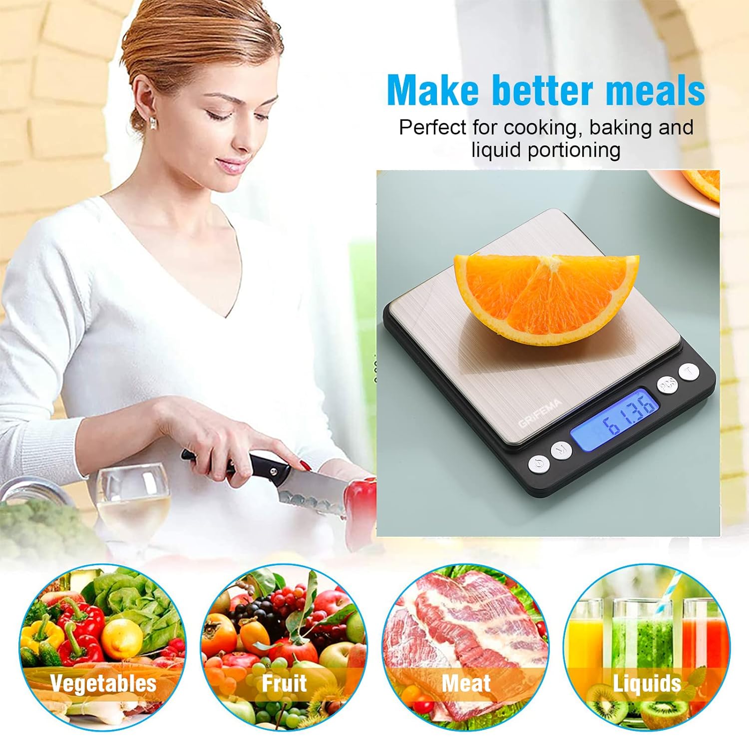GRIFEMA Digital Kitchen Scale 0.01g‑500g Precise Mini Scale with LCD