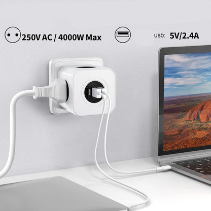ZOVCAL 4-Way Power Strip Cube with 3 USB Ports