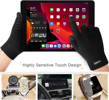 4UMOR Winter Warm Knit Touchscreen Fleece Gloves for Men