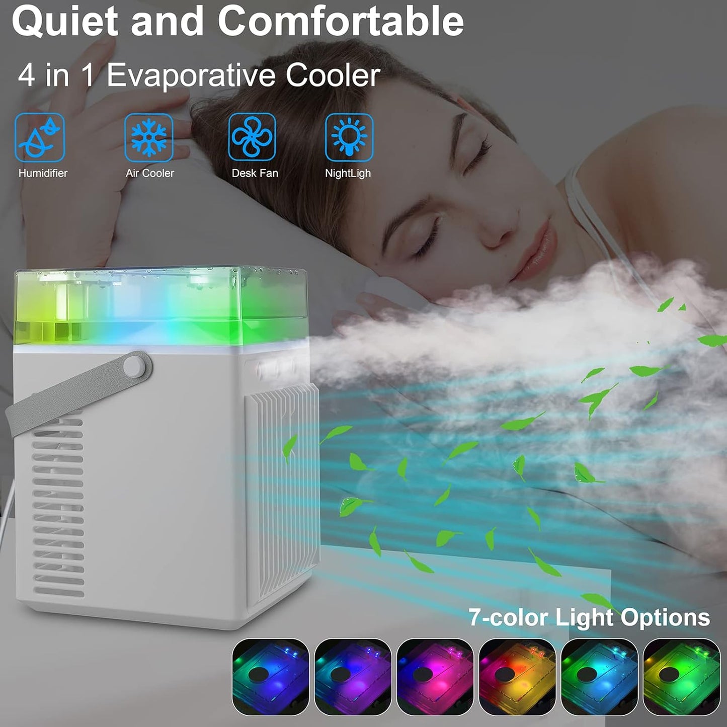 HouGariee Portable Mini Evaporative Air Conditioner Fan – USB‑C, 3 Speeds