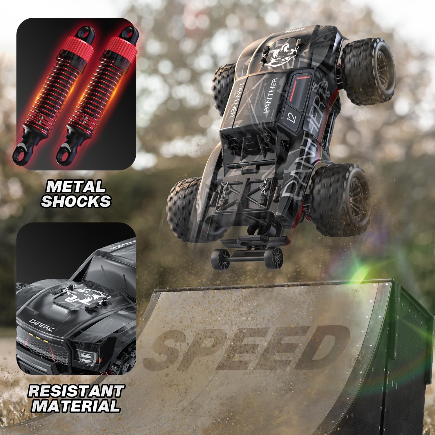 DEERC 1/14 Brushless 4x4 Off-Road Truck with 7 Light Modes