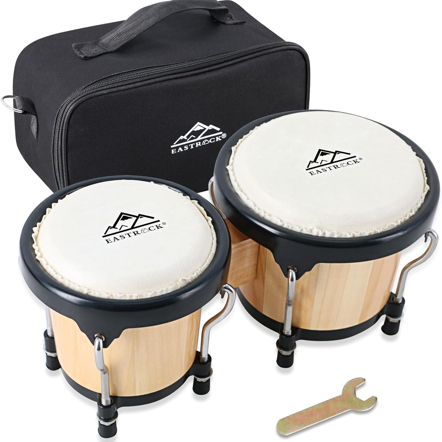 EastRock 4‑inch & 5‑inch Tunable Metal‑Wood Bongo Drum Set