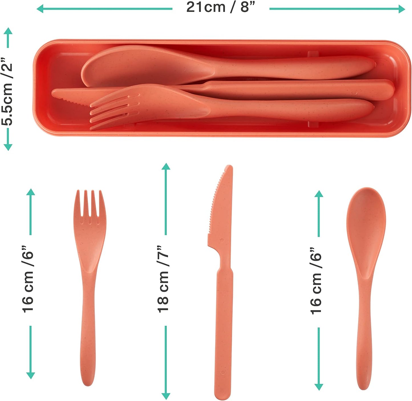 Bramble S1019_2 Reusable Travel Camping Cutlery Sets with Case 5 Pieces