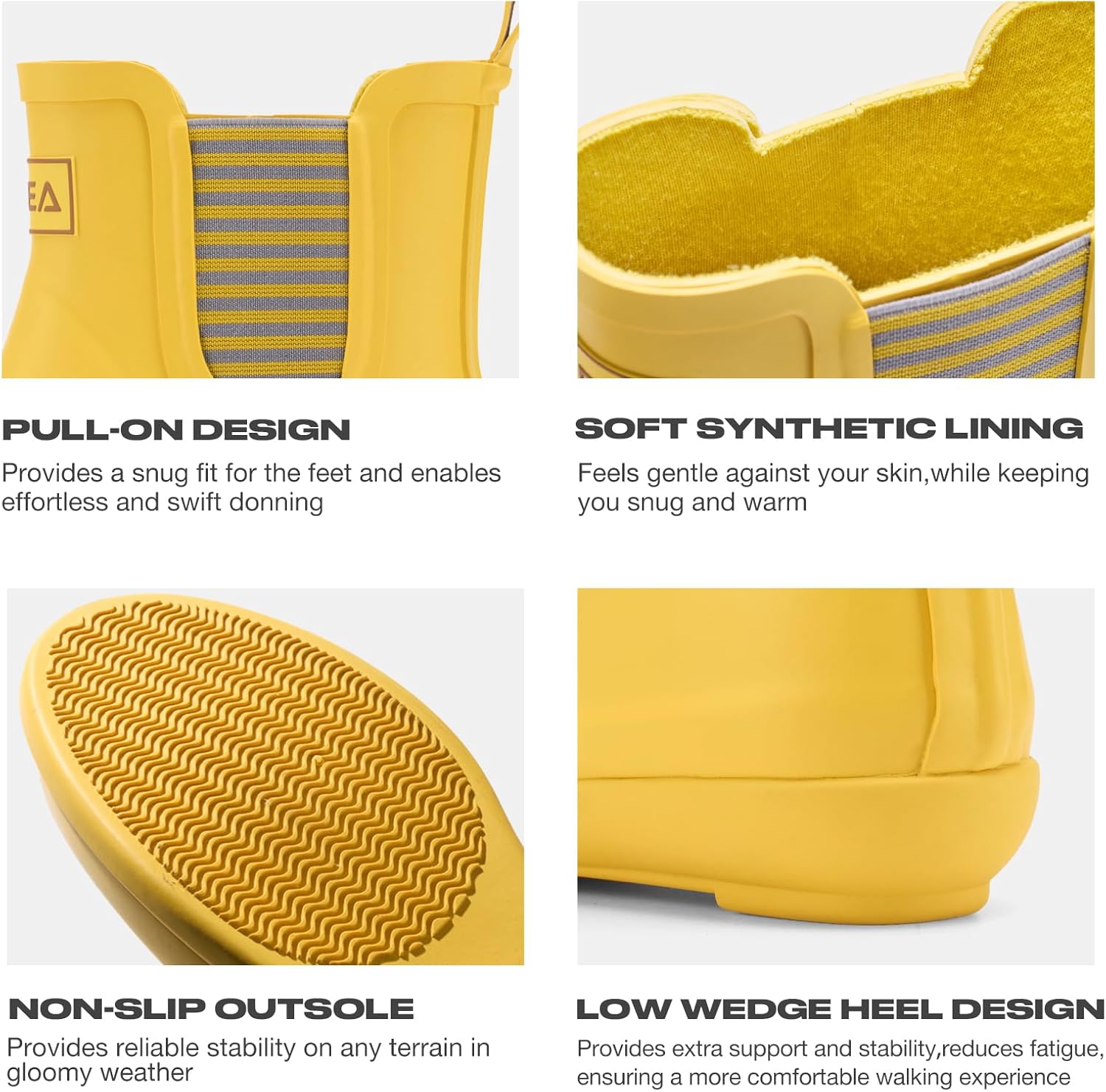 HISEA Women's Waterproof Ankle Rain Boots with Anti‑Slipping Sole