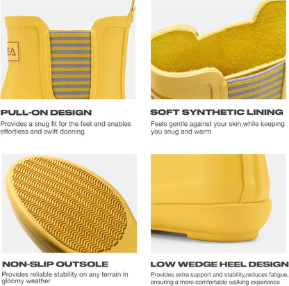 HISEA Women's Waterproof Ankle Rain Boots with Anti‑Slipping Sole