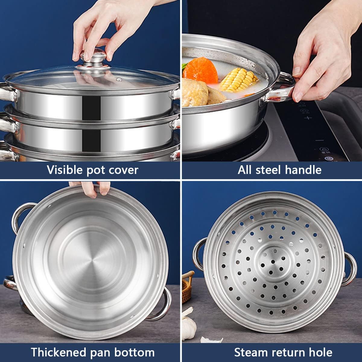 WATA WT-069 Stainless Steel Two-Tier Steamer