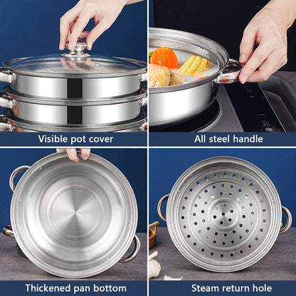 WATA WT-069 Stainless Steel Two-Tier Steamer