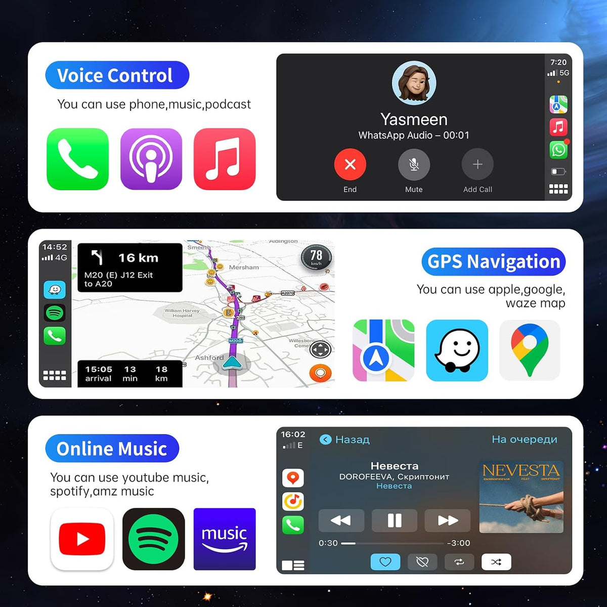 PBCZ 2-in-1 Wireless CarPlay and Android Auto Adapter