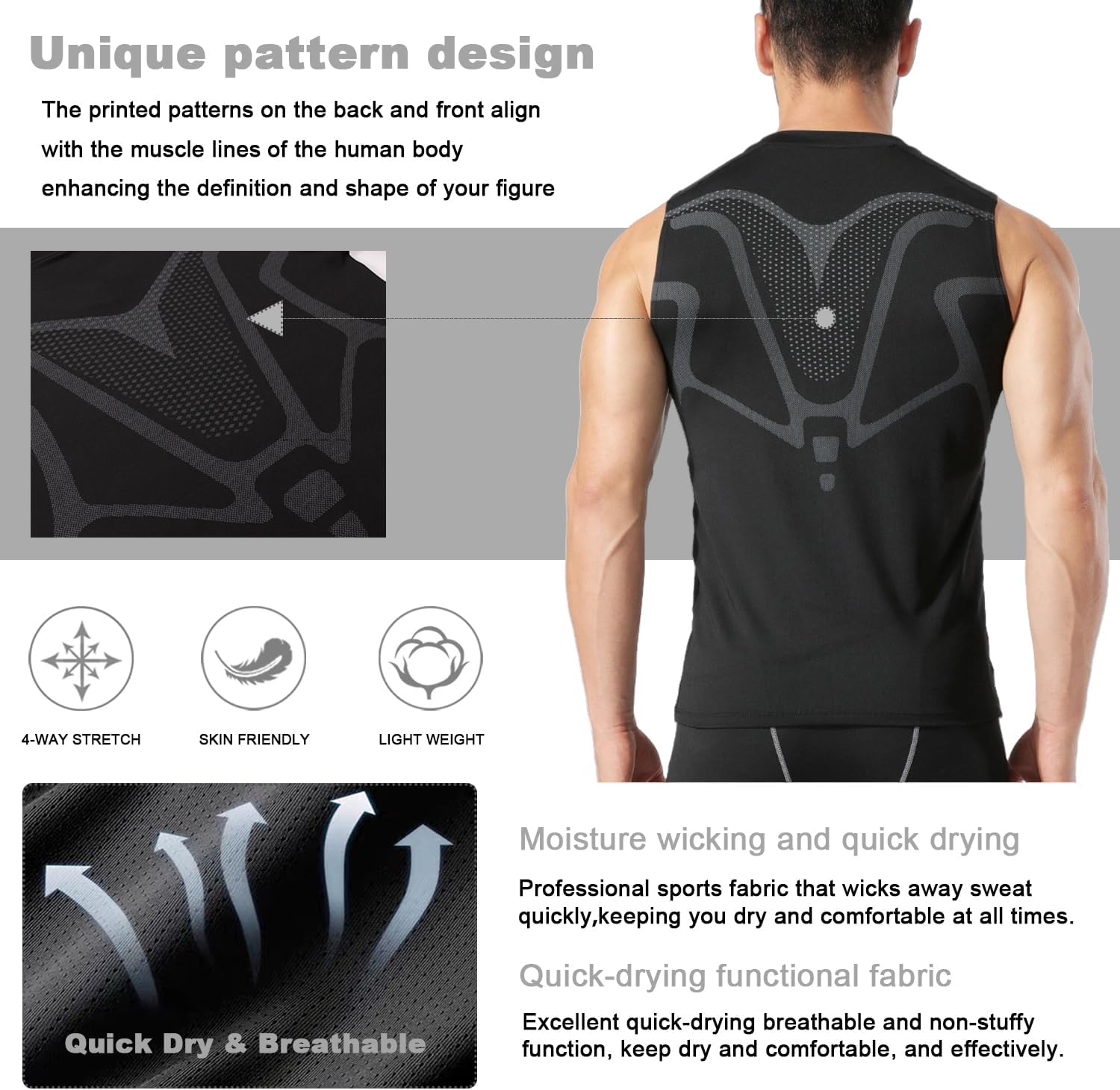 Smatstyle Men's Quick Dry Compression Sleeveless Sports Fitness Base Layer Tank Top